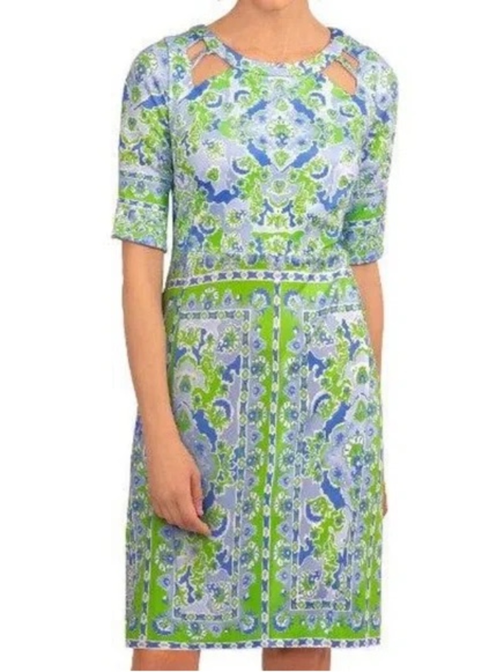 Gretchen Scott Designs Green and Blue Midi Dress